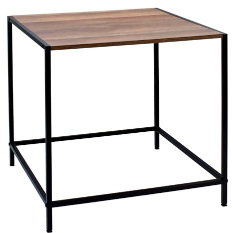 Spetebo Holz Beistelltisch mit Metall Gestell in schwarz - 49 x 49 cm - Couchtisch quadratisch mit Tischplatte in Holzoptik - Wohnzimmertisch Dekotisch Blumentisch Telefontisch Ablagetisch Deko Tisch