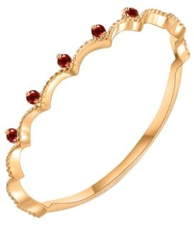 Bishilin Gold Ring mit Rubin Damen, Eheringe Gold 375 Schmal mit Rubin Trauringe Verlobungsringe Frauen Größe 60 (19.1)