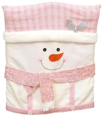 Jooehyer Weihnachtsstuhlhussen, Rosa, Weihnachtliche Stuhllehnenbezüge für Esszimmer, Süße Weihnachts-Schneemann-Stuhlhussen