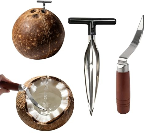 KUAOOAUK 2Pcs Coconut Opener, Stainless Steel Coconut Tool with Handle