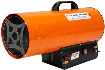 RURIS Tragbarer Gas-Heizstrahler VULCANO 884S 50 kW, 170 600 BTU, 650 m³/h Durchflussmenge, Piezo-Zündung, Regler und Schlauch inklusive, Industrieheizung Propan-Gas LPG