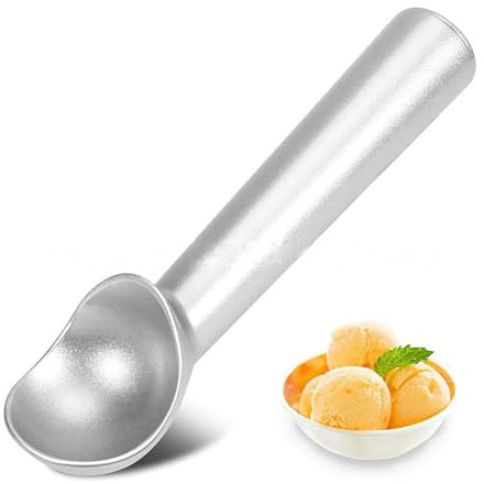 1 Piece Metal Ice Cream Scoop, Ice Cream Spoon with Handle, Ice Cream Dispenser Machine Washable for Soft Ice Cream, Sorbet and Hard Ice, Silver