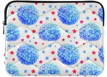 Laptop Sleeve Protective Blue Hydrangea Flowers Stars Slim Laptop Cases Tablet Universal Carrying Work Computer Cover for Computer Case 13 Inch Medium