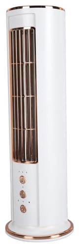 Agatige Ventilador de torre para dormitorio, ventilador de mesa de escritorio portátil recargable por USB con forma de torre de viento de 3 velocidades con control remoto para habitación,