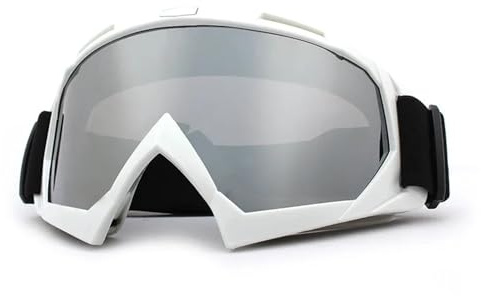 PSNKLMM Skiing Goggles Windproof Cycling Motorcycle Winter Anti-Fog Snowboard Ski Glasses Mask(White-Silver)