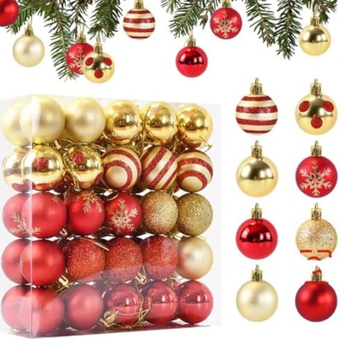 50-teiliges Weihnachtsschmuck-Set, bemalte Baumschmuckstücke, Festliche Hängeornamente, Bunte Christbaumschmuckstücke, Festliche Accessoires für den Innenbereich