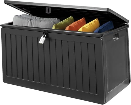 Olsen & Smith 270L Outdoor Parcel Box & Garden Storage Box with Lid | With Padlock, Lockable, Weather Resistant, For Parcels Deliveries & Cushions, Toys Games & Tools, Balcony Pool & Patio