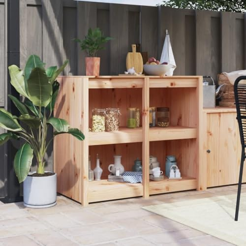KTHLBRH Outdoor Kitchen Cabinet 106x55x92 cm Solid Pine Wood with Ample Storage Space and Modular Design for Garden