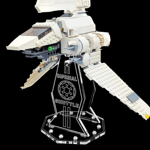 Premium Gravur Acryl Display Ständer kompatibel zu Lego 7166 Imperial Shuttle | 5mm Halterung | Hochwertiger Präsentationsständer | Schwebender Effekt | Drehbar & Neigbar | Nur Ständer