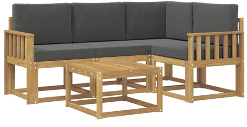 vidaXL Outdoor-Sofagarnitur mit Kissen 5 pcs Weiß und Anthrazit, Gartenmöbel, modernes Loungesofa, Eckset für die Terrasse, Robustes Sitzmöbel für drinnen und draußen