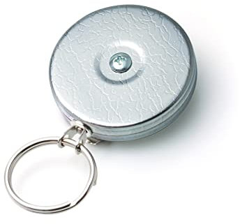 KEY-BAK Original Einziehbarer Schlüsselanhänger mit einem 121,9 cm langem Edelstahlkabel, Chrom-Front, Stahl-Gürtelclip, 227 g Zugkraft, Schlüsselring