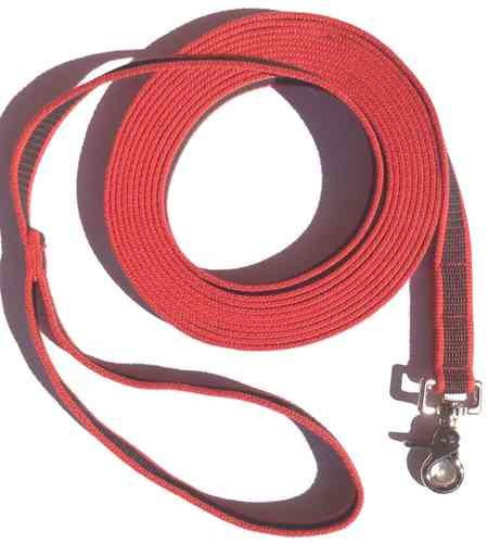 Dogs and More - Gummierte Schleppleine MIT oder OHNE Handschlaufe => 5 ODER 10 Meter in Rot (5 Meter MIT Handschlaufe)
