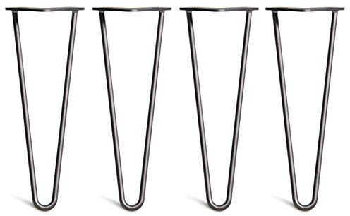 Lot 4 Pieds En Épingle À Cheveux En Acier 10mm Haute Qualité - Style Milieu 20ème Siècle - Protège-Pieds, Guide Installation, Vis Inclus - Disponible Dans 10-86cm Et Une Gamme Complète De Finitions