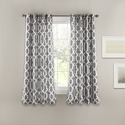 Lush Decor Edward Spaliervorhänge, verdunkelnd, grau, Fensterpaneel-Set für Wohnzimmer, Esszimmer, Schlafzimmer (Paar), 160 cm L