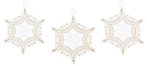 Plauener Spitze FensterbildStern 3er-Set in verschiedenen Farben (gold)