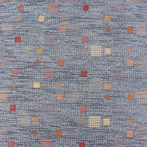 Möbelstoff Bezugsstoff Chenille WALSUM Kästchen blau 140cm Breite
