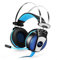 CSZH 3.5mm Gaming Game Headset Casque Écouteur Bandeau avec Mic Basse Stéréo Lumière LED pour PS4 Ordinateur Portable Téléphones Mobiles (Noir Bleu)