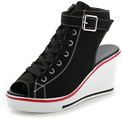 High-Top-Keilschuhe für Damen, EU-Größe 35-43, Leinen, Casual-Stil, für Frühling / Sommer, Keilabsatz