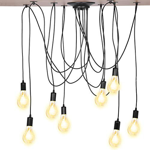 Pendelleuchte Spinne Kronleuchter DIY Deckenleuchte Baulampenfassung Lampe Kopf Halter Retro Industry Ceiling Light Speisesaal Schlafzimmer Wohnzimmer Esszimmer Hotel Dekoration (8 Kopf)