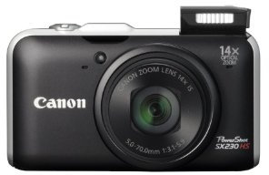 Canon PowerShot SX230 HS (12.1 MP, 14x optical zoom) black (Renewed)