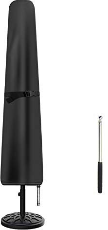 Housse de parasol de terrasse, housse de parasol imperméable pour parasol d'extérieur de 2,1 m à 2,7 m, housse de parasol de marché avec tige poussoir, noir