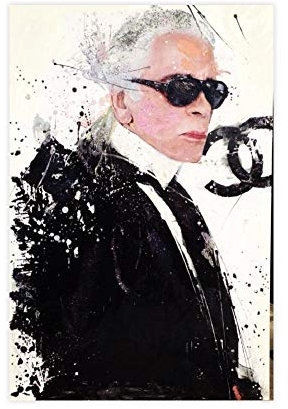 Fashion Guru Karl Lagerfeld in Art Poster, dekoratives Gemälde, Leinwand, Wandkunst, Wohnzimmer, Poster, Schlafzimmer, Gemälde, 30 x 45 cm, ohne Rahmen-style1