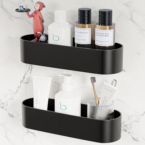 Qeekzeel Duschregal Ohne Bohren Duschkorb Organizer Nagelfrei Selbstklebend Duschablage Gewürzregal Selbstklebend Kein Schaden Wandhängend Matte Finish Für Badezimmer Küche, 2 Stück