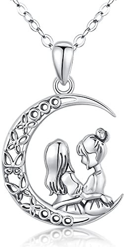 Collier pendentif soeur en argent sterling Toujours ma soeur pour toujours mon ami, collier pendentif femme lune pour femmes filles soeurs, cadeaux de bijoux pour femmes soeurs amis sur la lune