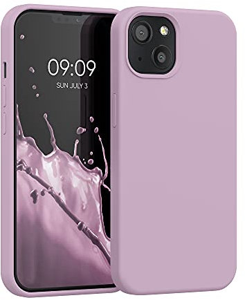 kwmobile Carcasa Compatible con Apple iPhone 13 Funda - Case TPU y Silicona antigolpes - Apto Carga inalámbrica - Malva Pastel