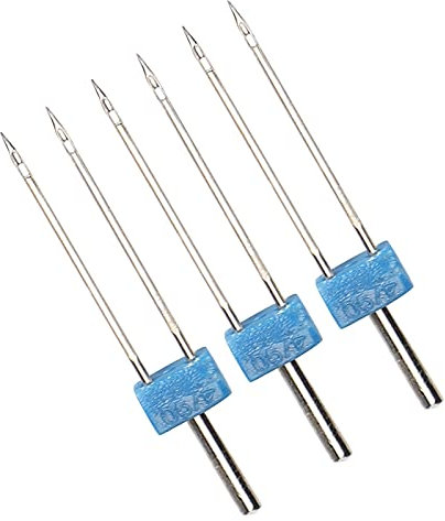Aguja para Máquina de Coser, Agujas Gemelas de Máquina Coser Agujas Dobles Agujas Gemelas de Estiramiento Enhebrado Y Enganche de Puntadas para Máquinas de Coser(Aguja Doble 4mm-3 Piezas/Bolsa)