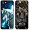 DiaryTown 2 Pack Hülle für iPhone 6 / iPhone 6S Liquid Silikon Handyhülle mit Motiv Schutzhülle Ultra Dünn TPU Bumper Rundumschutz Schwarz Case für Cover iPhone 6S - Wolf & Goldener Löwe