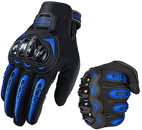 hifrom Motorrad Handschuhe Herren Damen Kinder, Atmungsaktive Touch Screen Fahradhandschuhe, Sport Handschuhe für Motorrad, Radfahren, Camping, Roller (Blau, L)
