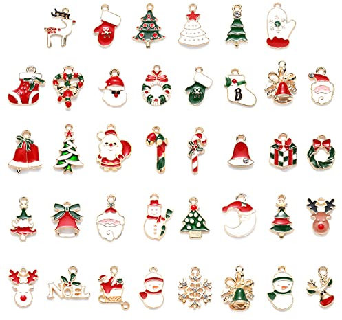 LYQQY Weihnachtsanhänger, 38 Stück Weihnachten Anhänger Dekorative Galvanisieren wiederverwendbar Anhänger für Weihnachtsdekorationen, Weihnachtsbäume, Geschenke, DIY Ornamente,Ohrringe,Armband