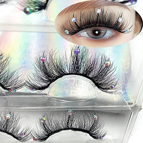 Cils en vison avec strass pailletés 2022 (AF08crystal)