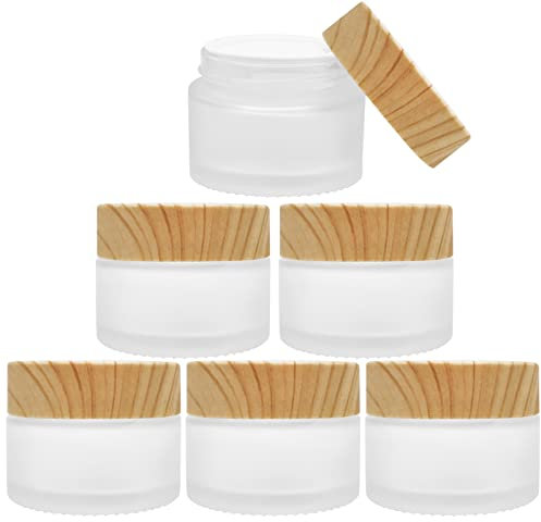 INHEMING 6 Pcs Pot Cosmétique Vide en Verre 30ML,Pots Creme Vide, Boite Échantillon Cosmétique de Voyage avec Bouchon Intérieur e Couvercle pour Cosmétiques Crèmes Lotion