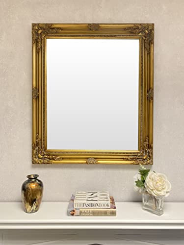 DOWNTON INTERIORS Antique Gold Shabby Chic Antique Style Rectangular Wall Mirror - Overall Size: 24 inches x 28 inches (63cm x 73cm)