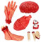 AOFOX Halloween blutige Requisiten, 9 Stück, gefälschte, gruselige, abgetrennte Hand, Herz, Gehirn, Fuß, gebrochene Körperteile für Spukhaus, Halloween, Vampir, Zombie, Partyzubehör
