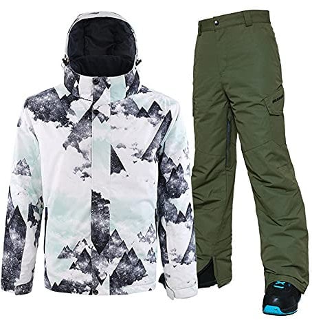 HOTIAN Herren Schneeanzug, Wasserdicht Winddicht Winter Warme Schnee Skifahren Sätze,für Wandern Klettern Isoliertes SnowboardenMOUTAIN AG M