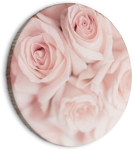 murando - runde Bilder rosa Rosen 40x40 cm Leinwandbild 1 tlg Kunstdruck modern Wandbilder XXL Wanddekoration Design Wand Bild Blumen Natur Rosenstrauß b-B-10027-bc-a