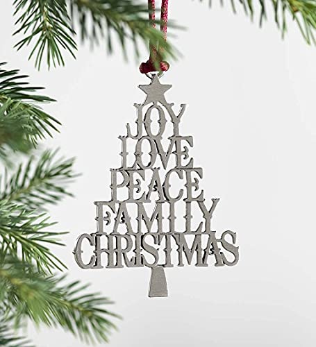 HPKJUYDS 2022 Solid Pewter Christmas Tree Ornament, DIY Handcrafted Hanging Pewter Christmas Ornament, Unique Gifts for Home Party Xmas Decor Holiday Decoration (Holiday Feelings)