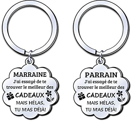 LUODAN Marraine Parrain Porte-clés Cadeau,Porte-clés de de Parrain Marraine,Cadeau de fête des pères,Cadeau de fête des mères,Cadeaux d'anniversaire,Cadeaux de Noël (1)