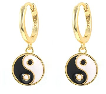 Ohrhänger Silber, Echtes Sterling Silber Yin Yang Tropföl Ohrringe Ohrhänger