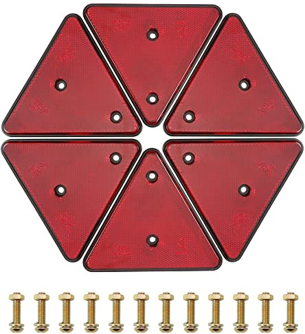 SPARKMOTO 6 Piezas Catadióptricos Triangulares Rojo,Catadioptricos Reflectores Remolque,Catadioptrico Triángulo Rojo,Homologados ECE R3,Catadioptrico Triángulo Remolque Fijación con Tornillos