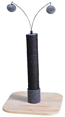 D&D Home, Kratzbaum Pipa, 38 x 38 x 49 cm, Schwarz, eleganter Kratzpfosten, mit Innenstoff, massiver Birke, Spielzeug und Ersatzteil, niederländisches Design, Sisal 6 mm dick