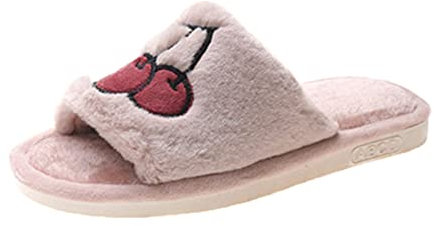 Relaxo Hausschuhe Für Frauen Schuhe Mode Damen Casual Obst Flach Sliper Plüsch Cartoon Nette Frauen Frauen Slipper Grau, J, G 36-41 &1764, g, 38/39 EU