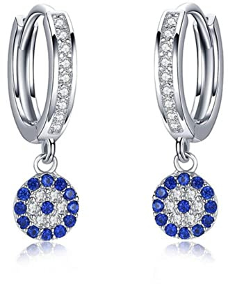 925 Sterlingsilber-Tropfen-Ohrringe Für Frauen-Blauer Cz-kristall-luxuriöser Türkischer Böser Blick-ohrring-glücklicher Hochzeits-feiner Schmuck