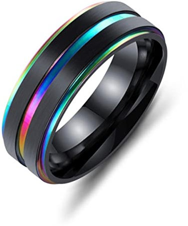 YAHOYA Mode einfache zweifarbige Ring Edelstahl Farbe Gold Unisex Paar Ring exquisite Ehering Damen Schmuck