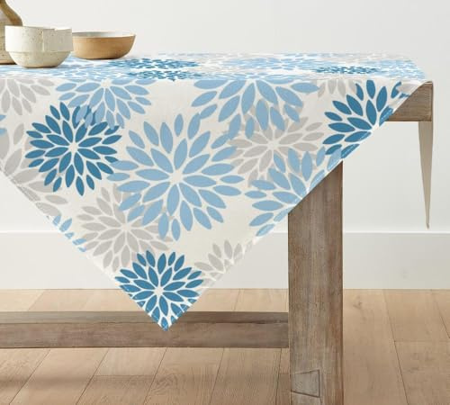 Artoid Mode Blumen EIS Blau Dahlien Winter Tischwäsche, Saisonnal Küche Tisch Dekoration Drinnen Urlaub Party Dekor 85x85 cm