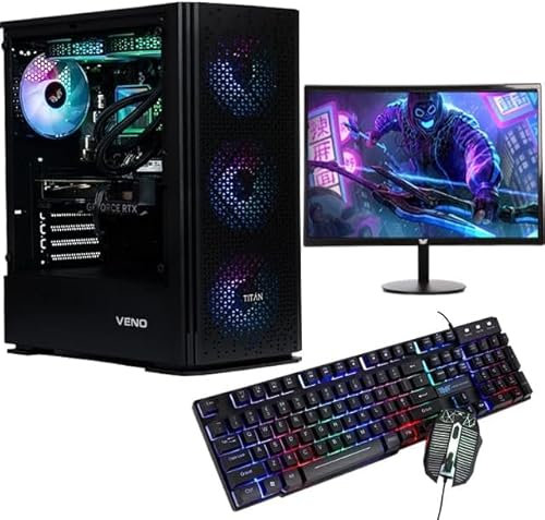 Veno Scorp Gaming PC Bundle 24 Monitor AMD Ryzen 5 4500 3.6GHZ NVIDIA RTX 4060 8GB Corsair 16GB 3200MHZ Ram 1TB NVME SSD 750W 80+ PSU WINDOWS 11 - WiFi - Titan - Liquid Cooling