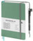 Agoer Taccuino A5 a righe, con copertina rigida, 320 pagine numerate, spesso diario aziendale, 100 g/m², con penna a sfera e note adesive, per ufficio, scuola (verde)